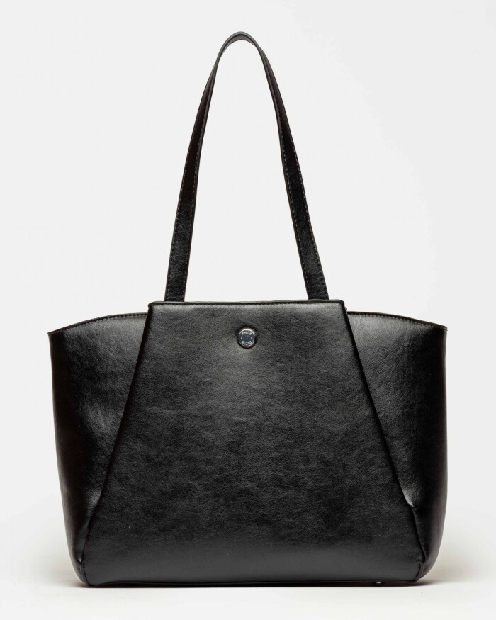 Shopper Raix en efecto cuero liso Negro
