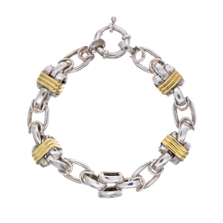Pulsera de plata 925 y double en oro 18 ktes. Pulsera de plata 925 y double en oro 18 ktes.