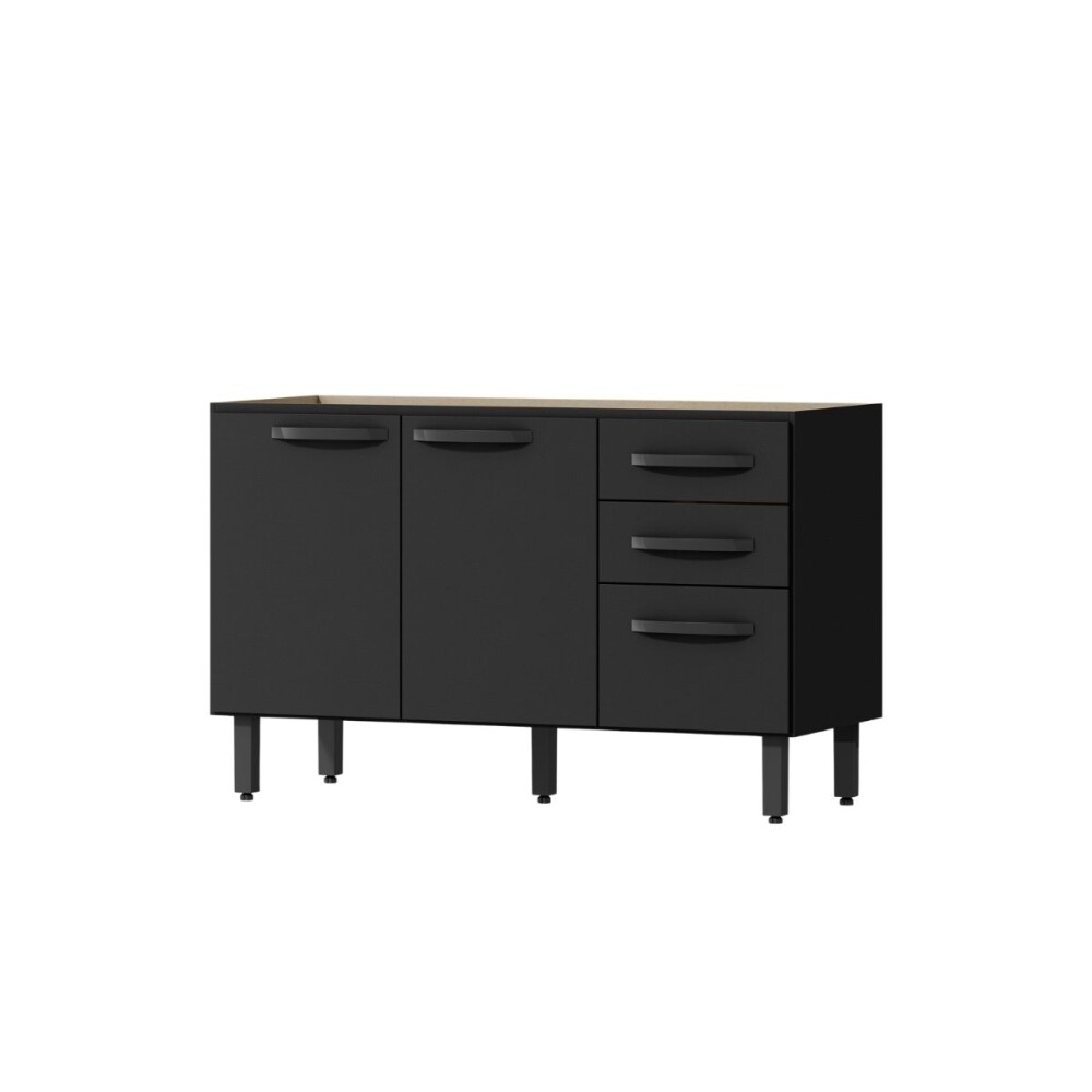 BAJO MESADA - 2 PUERTAS 3 CAJONES NEGRO