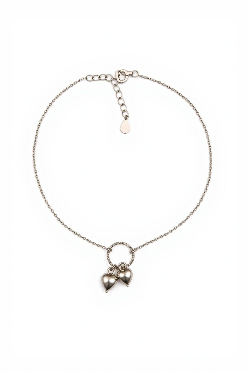 Tobillera force - Dije corazón - Plata 925 - sin piedra - TO3004 - sinpiedra 