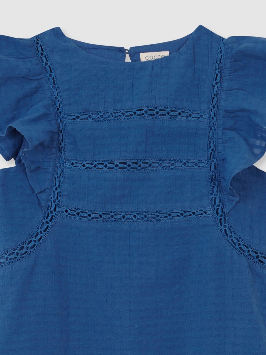 Vestido Con Tiras Bordadas Gris