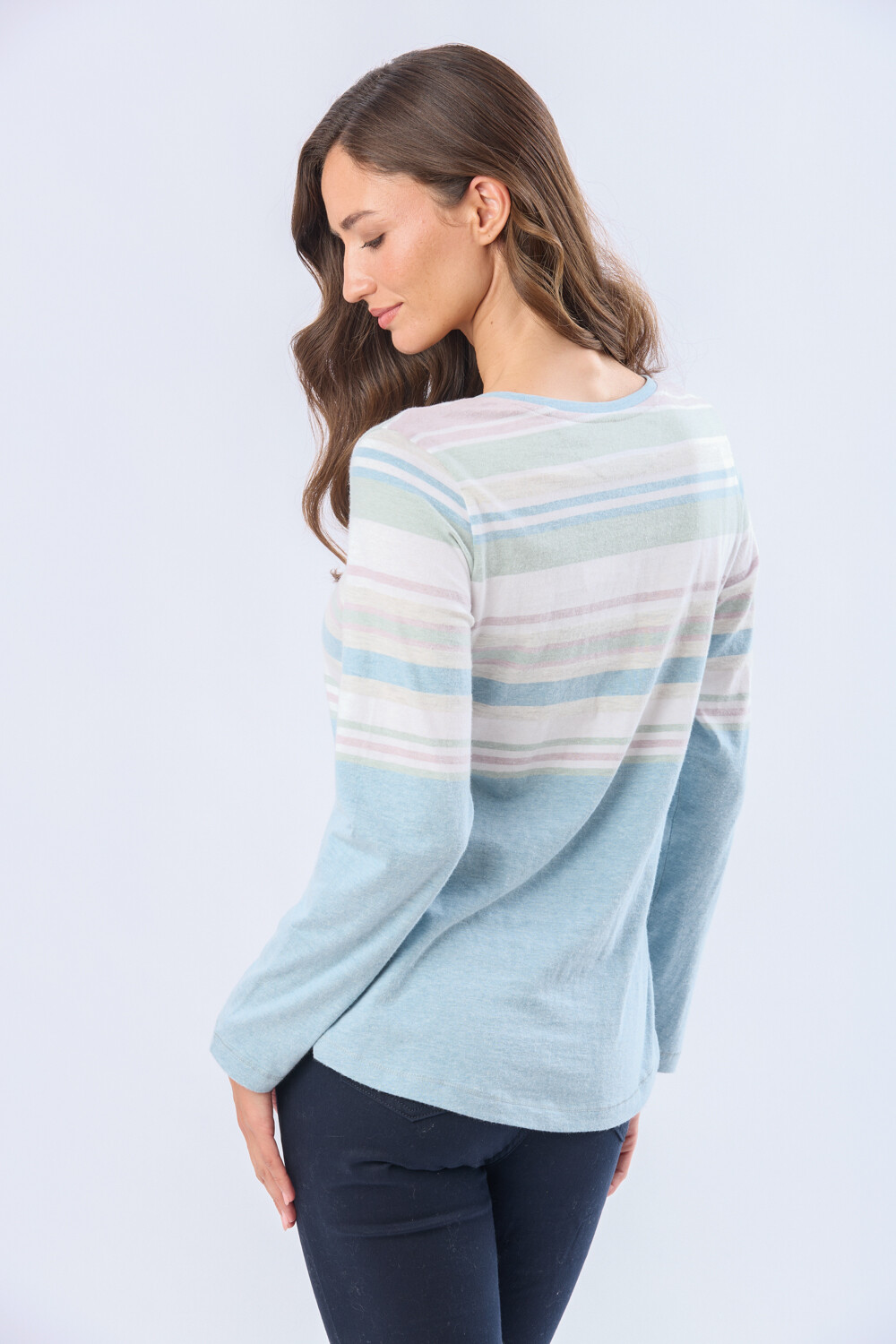 REMERA RAYADA DE ALGODÓN Pistacho