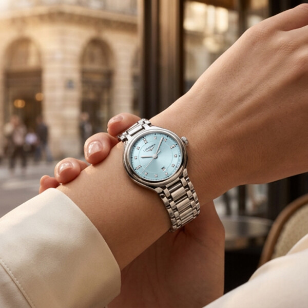 Reloj LONGINES Primaluna de 30mm con brillantes y esfera turquesa Reloj LONGINES Primaluna de 30mm con brillantes y esfera turquesa