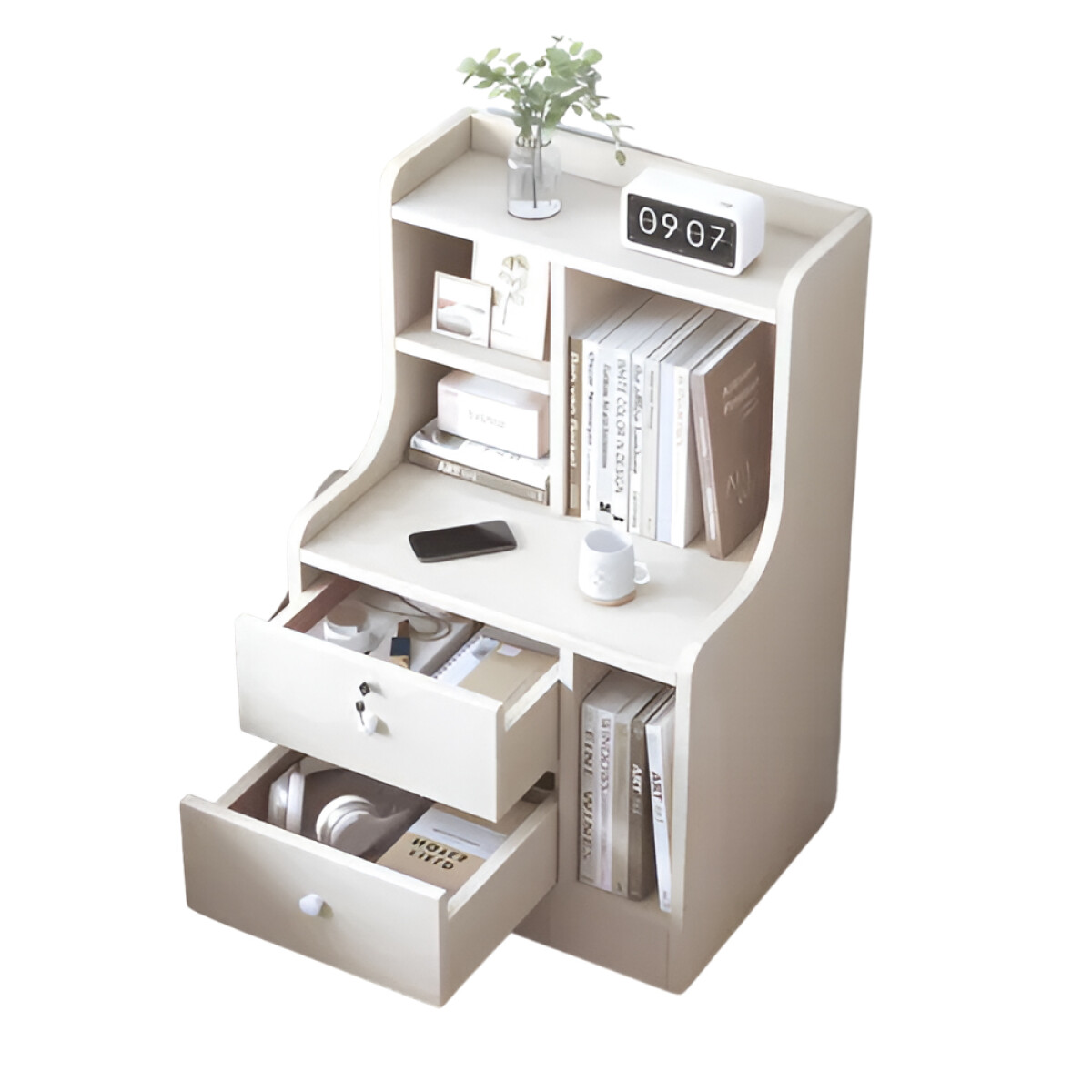Mesa de Luz Madera Premium 70x42x30cm Blanco 505-21 - BLANCO 