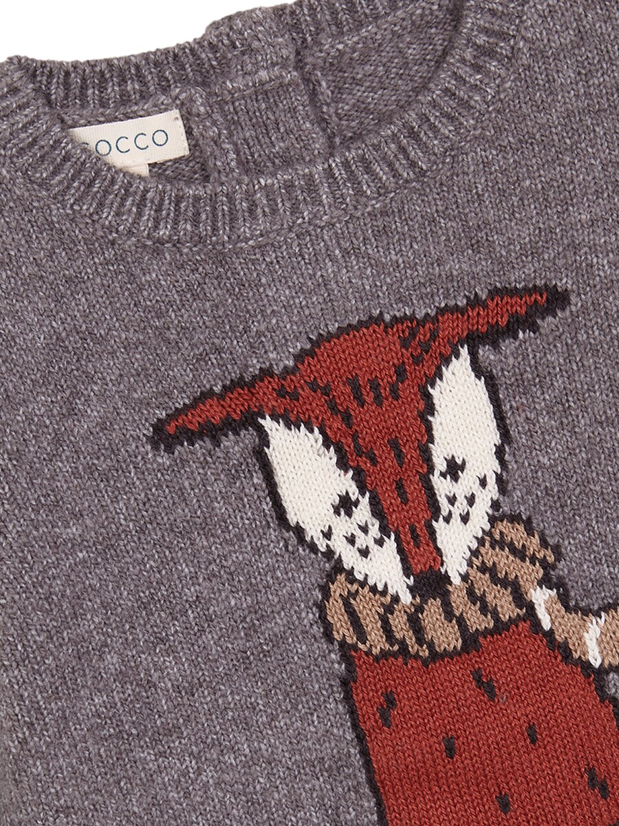 Jersey Con Intarsia Gris Melange