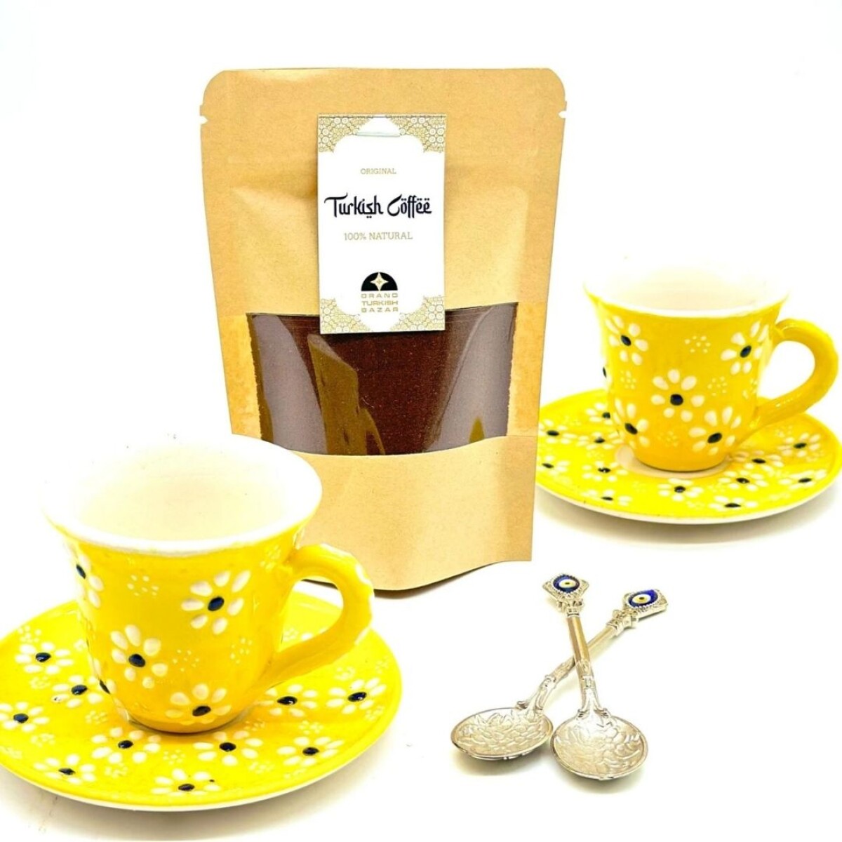 Set de café para dos personas cerámica - Amarillo 