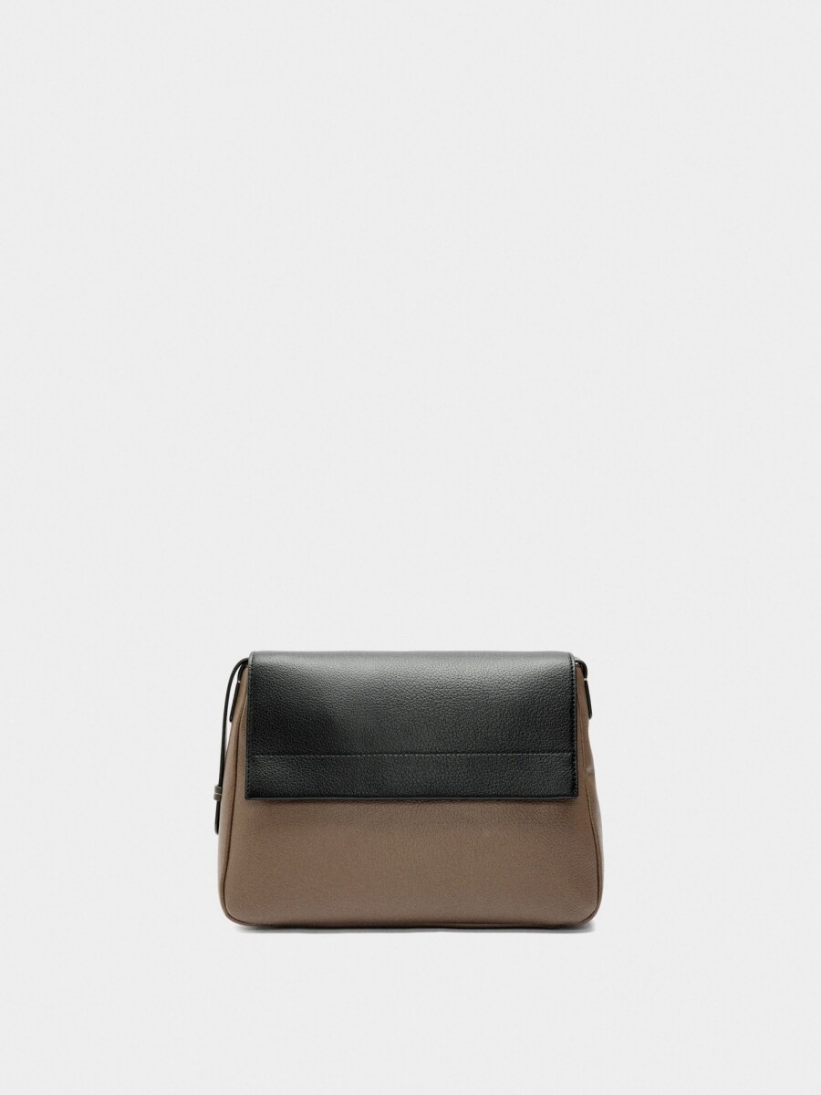 Bolso Bandolera Color Block Con Solapa negro