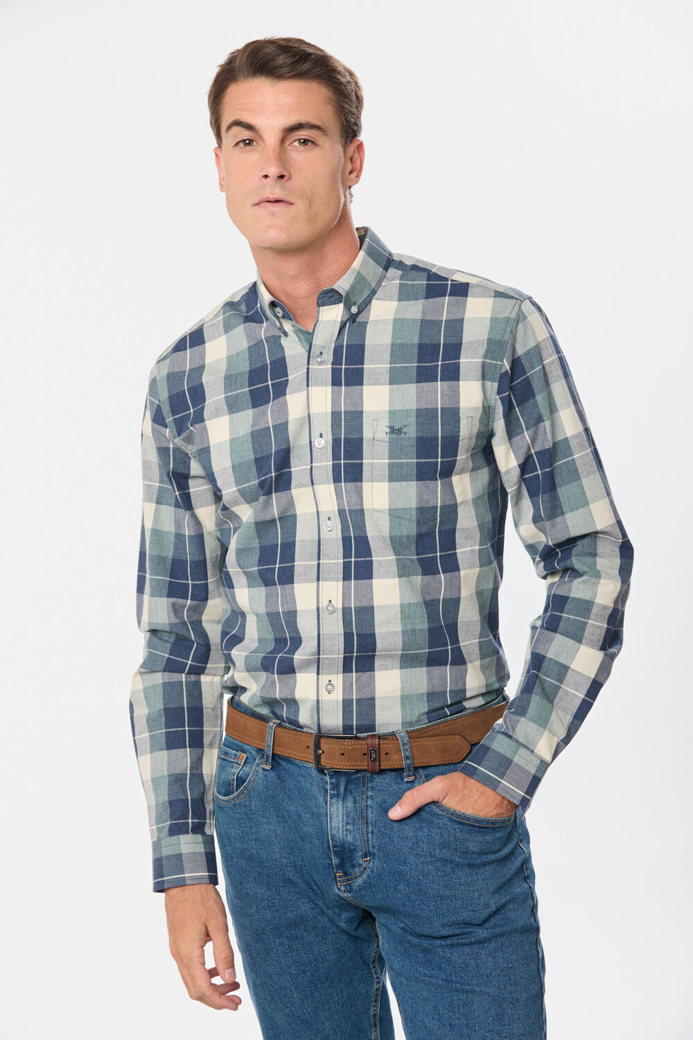 CAMISA CUADROS Beige