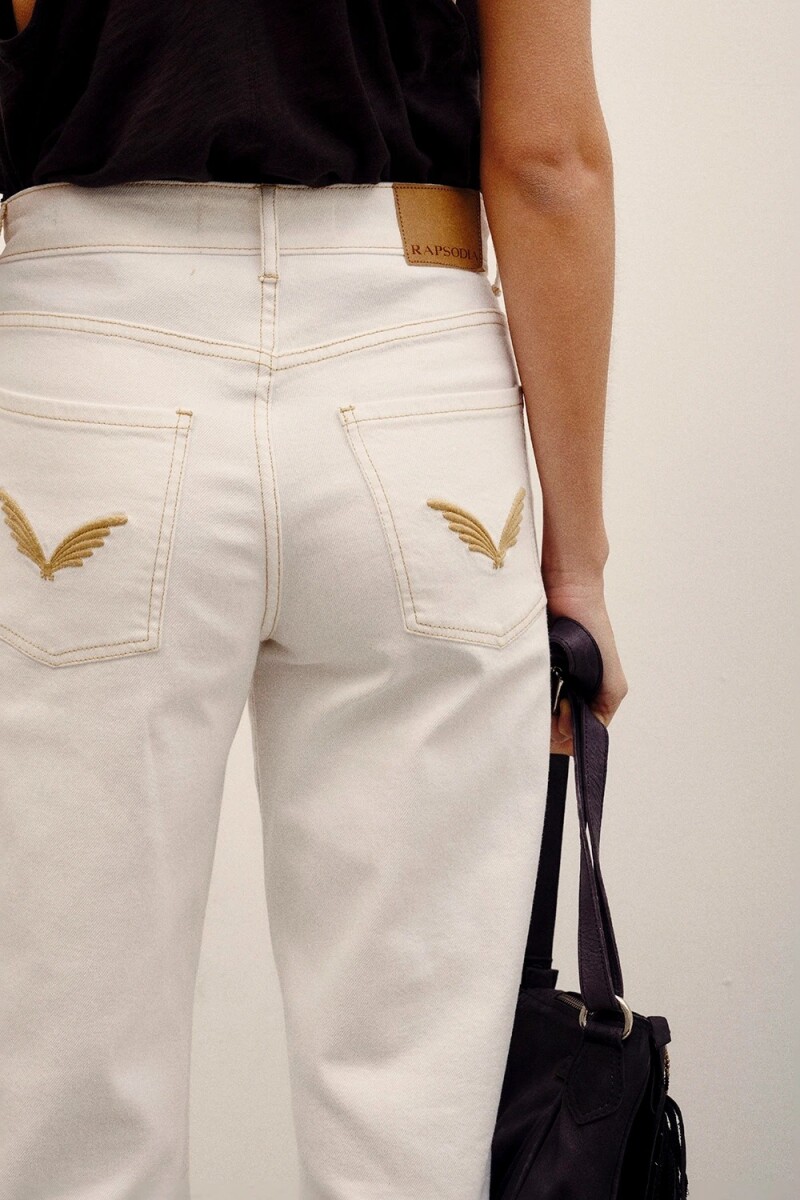 JEAN CROP SAND WHITE Blanco