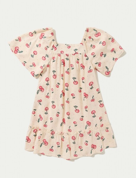 VESTIDO INFANTIL CON ESTAMPADO BEIGE