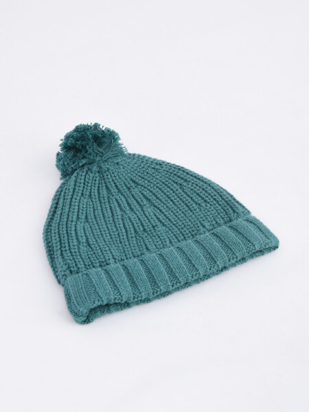Gorro de punto con pom pom Verde