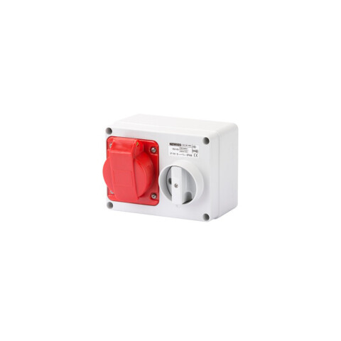 Tomacorriente exterior con llave 3P+T+N 16A 6HS 380V roja IP44 GG6009