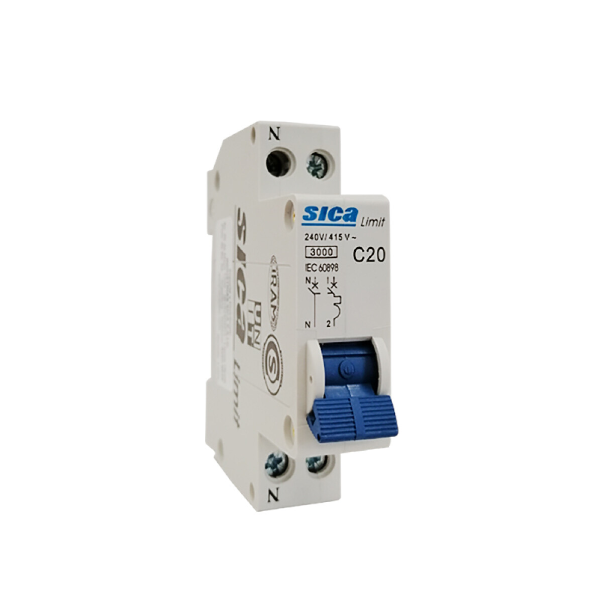Llave térmica din Sicalimit 1P+N 20A 3kA - SK2184 
