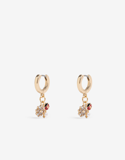 Aros Argollas Color Aros Argollas Lady Bug - Dorado