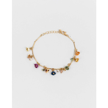 Pulseras Flexibles Con flores Dorado