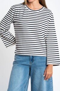 Remera Algodón Elastano Rayada Marino