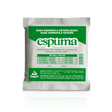 Gasa Hidrófila Estéril Espuma 10x10cm 120 Trozos Gasa Hidrófila Estéril Espuma 10x10cm 120 Trozos