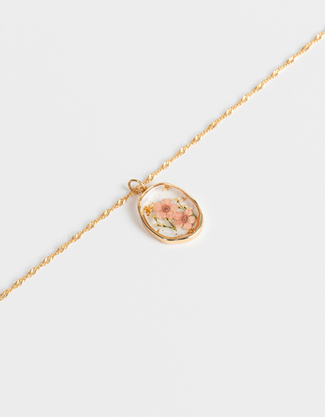 Cadena Corta con Dije Con flores Cadena Corta Con Dije Flor - Dorado