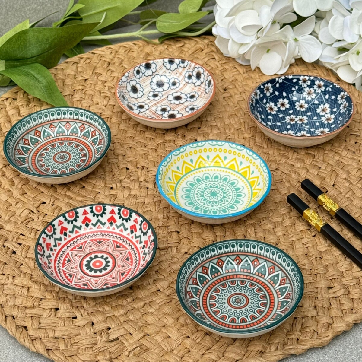 Juego De 6 Mini Platillos Cerámica Salsa Ø 9cm x Alto 3cm 