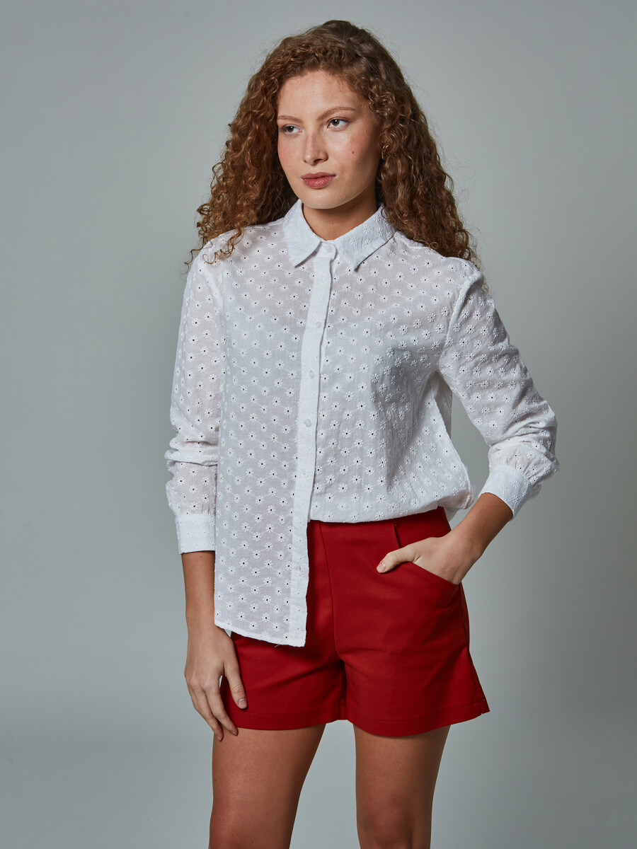 Camisa broderie - blanco 