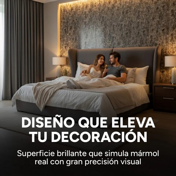 Placa PVC Símil Mármol 3mm Con Detalle Área Útil 2,20×1,22m Mármol Gris