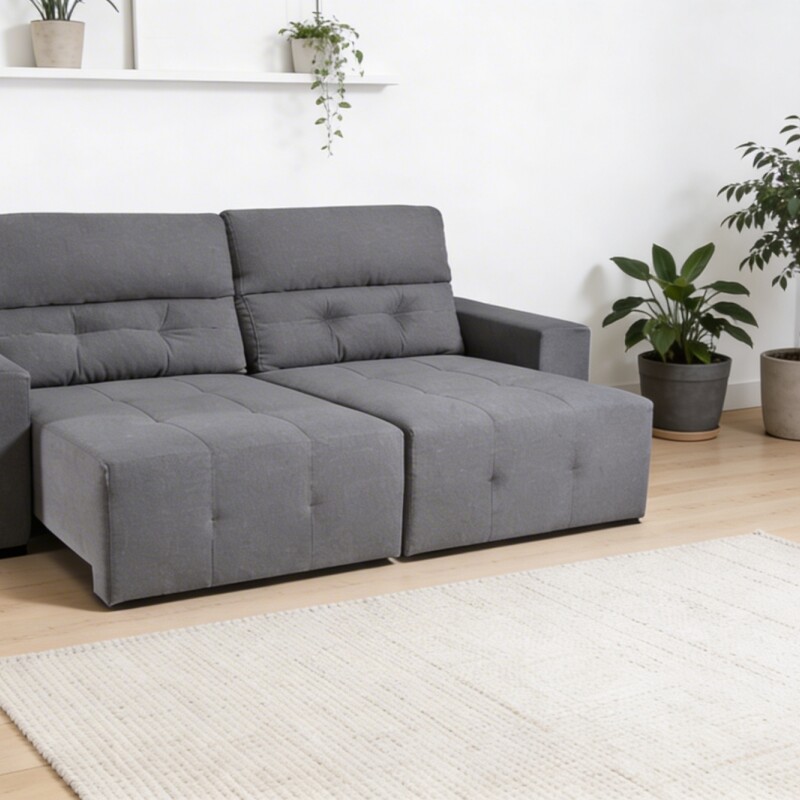 Sillón 2127 Reclinable | Eucalipto Certificado CARB | Asiento Retráctil Pillow Top + Espuma D28 2.00 / Gris medio