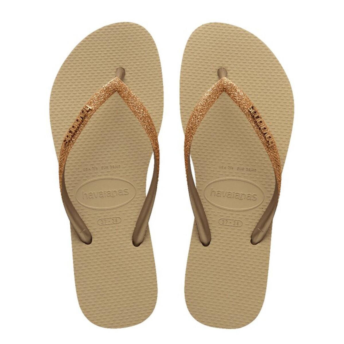 Sandalias de Mujer Havaianas Slim GLitter II - Beige Arena - Dorado 