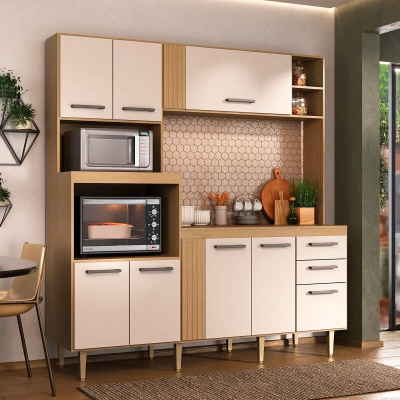 COCINA COMPACTA SSL CH 1034- MASTER 8Ptas 2Caj -Cedro-Arena N/A