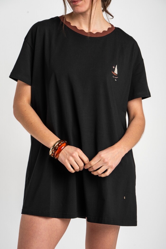Vestido Manga Corta Negro