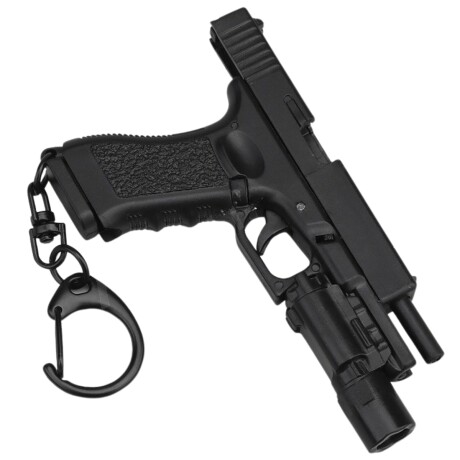 Llavero réplica miniatura Glock 17 con linterna Negro