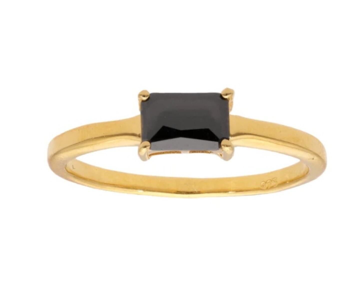 Anillo Solitario-Plata rodinada con micra oro 18k-Piedra Onix- AN2017 - conpiedra 