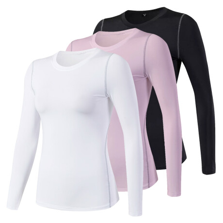 Set X3 Remeras Térmicas Mujer DryFit Manga Larga Dama Vst015010-l
