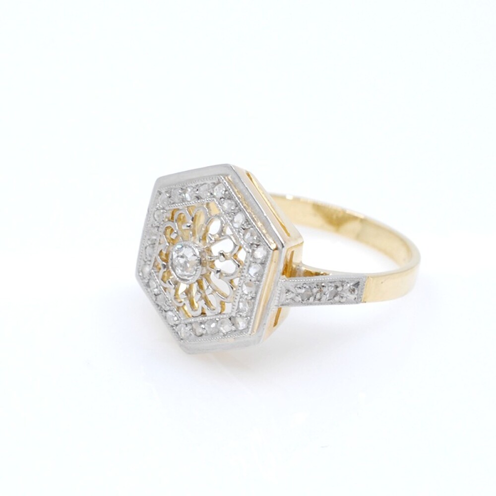 Anillo oro 18k y platino brillantes y diamantes Anillo oro 18k y platino brillantes y diamantes