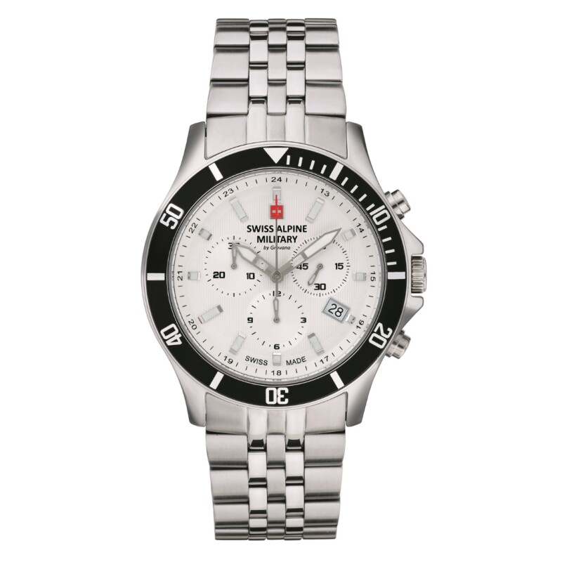 Reloj Swiss Alpine Military Challenger Chrono 7022.9132 para hombre con correa de acero Plateado
