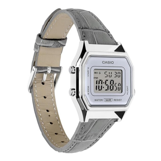 Reloj CASIO RETRO LA680WEL-8A2DF Cuero Gris Esfera 28mm 0