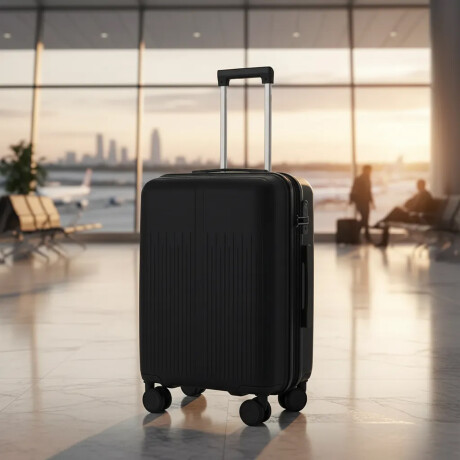 Valija Grande Rígida Cierre Expandible Candado Ruedas 360° Negro