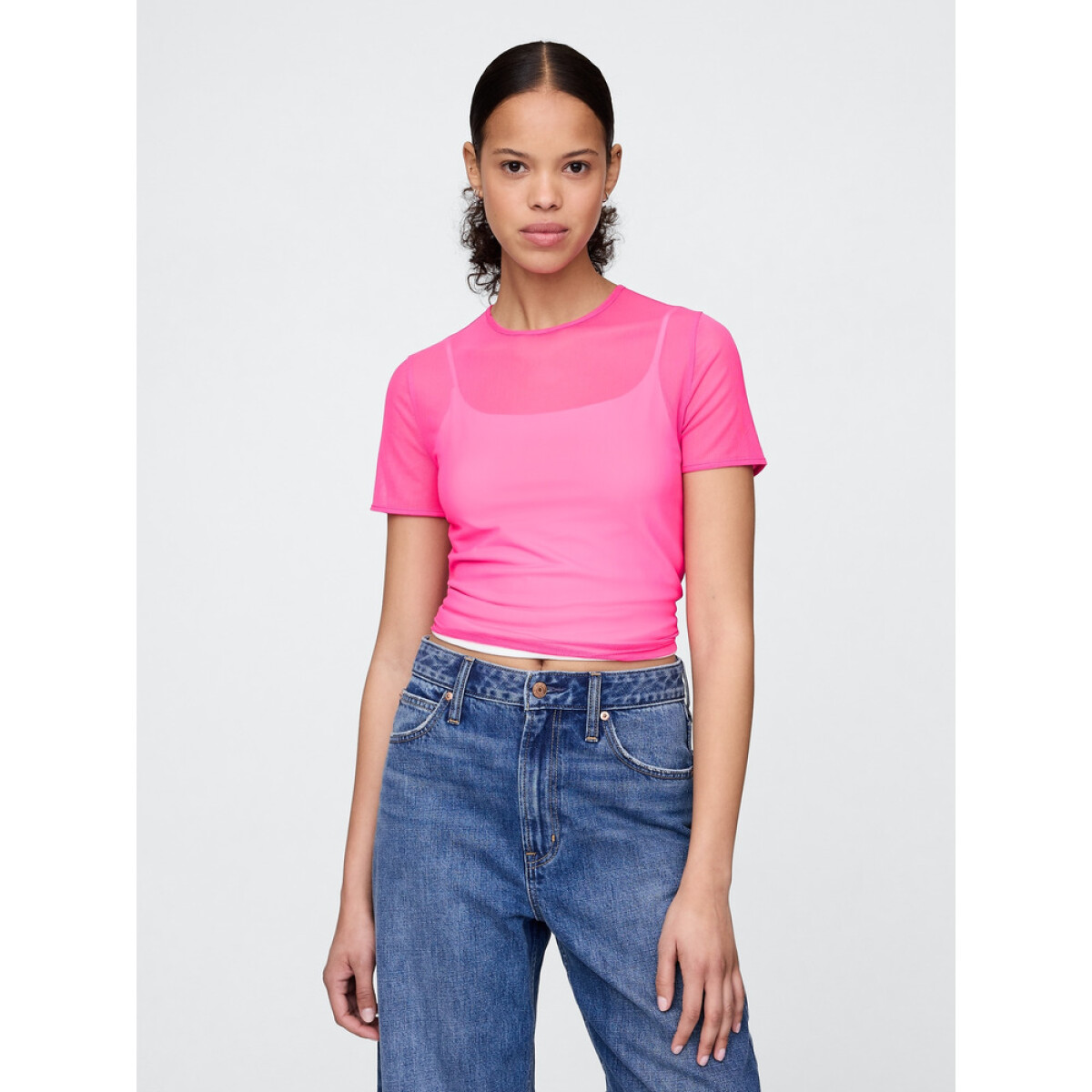 SS MESH CREW TEE - PHOEBE PINK 