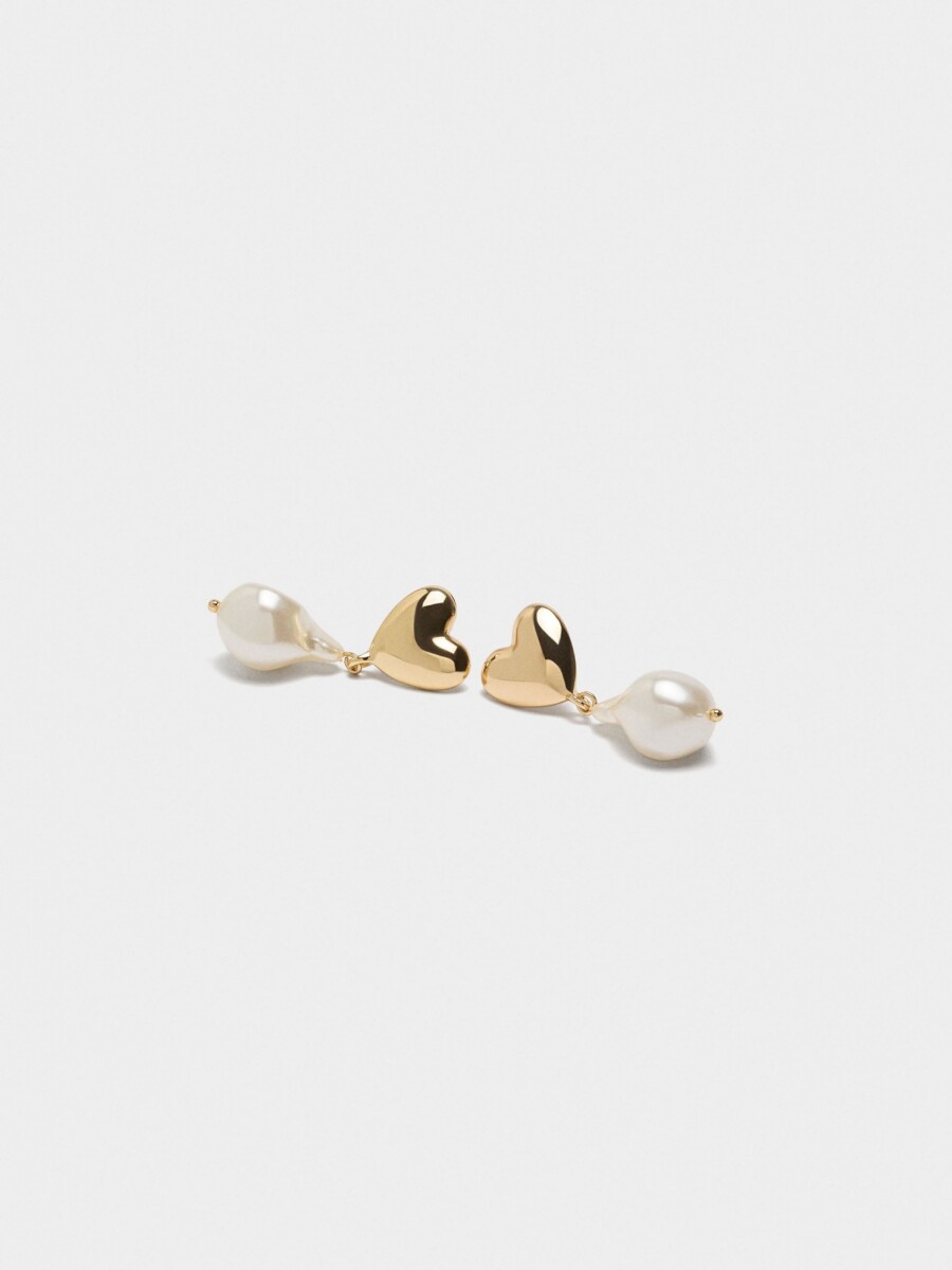 Pendientes De Corazón Con Perlas blanco