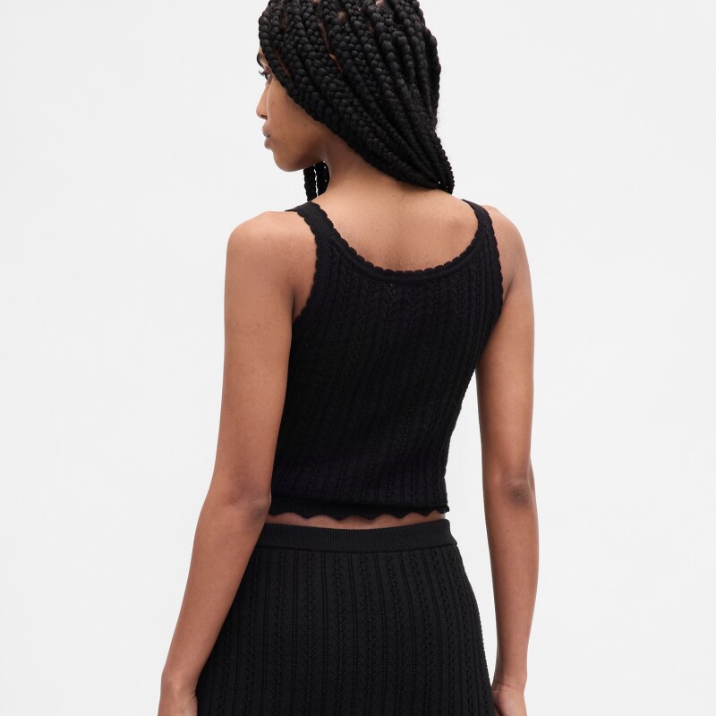 COTTON POINTELLE TANK BLACK