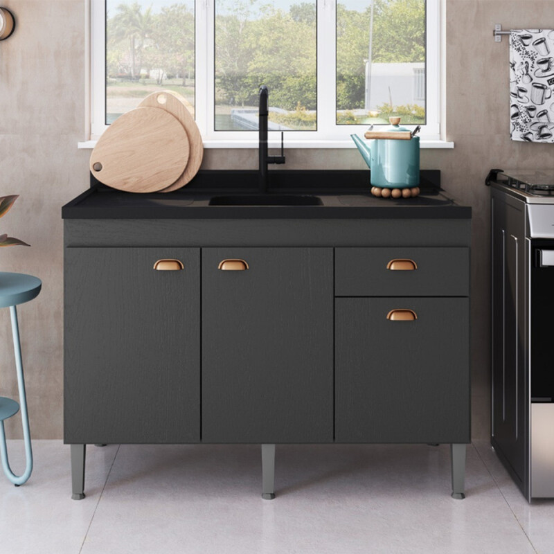 Bajo Mesada Mueble Cocina 3puertas 1cajón 120cm Con Pileta Bajo Mesada Mueble Cocina 3puertas 1cajón 120cm Con Pileta