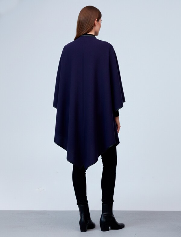 Ruana Botones Ribete AZUL