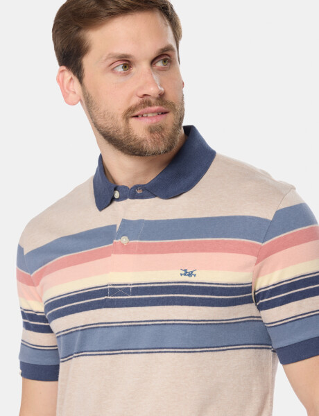 REMERA POLO RAYADA Beige