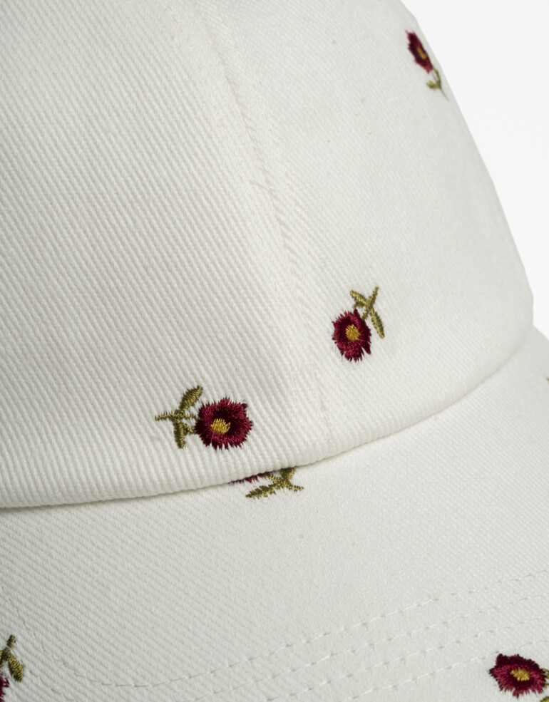 Caps Gorra Bordada Flores - Blanco Crudo