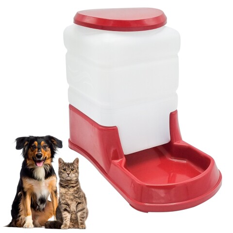 Bebedero Dispensador De Agua Mascotas Perro Gato Plato 3L Variante Color Rojo