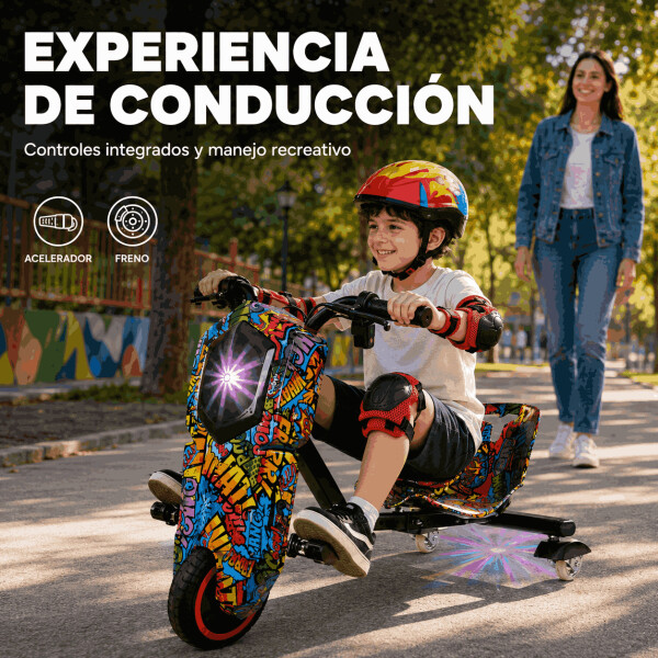 Triciclo Eléctrico Infantil 350W con Bluetooth y Luces RGB Diseño 2