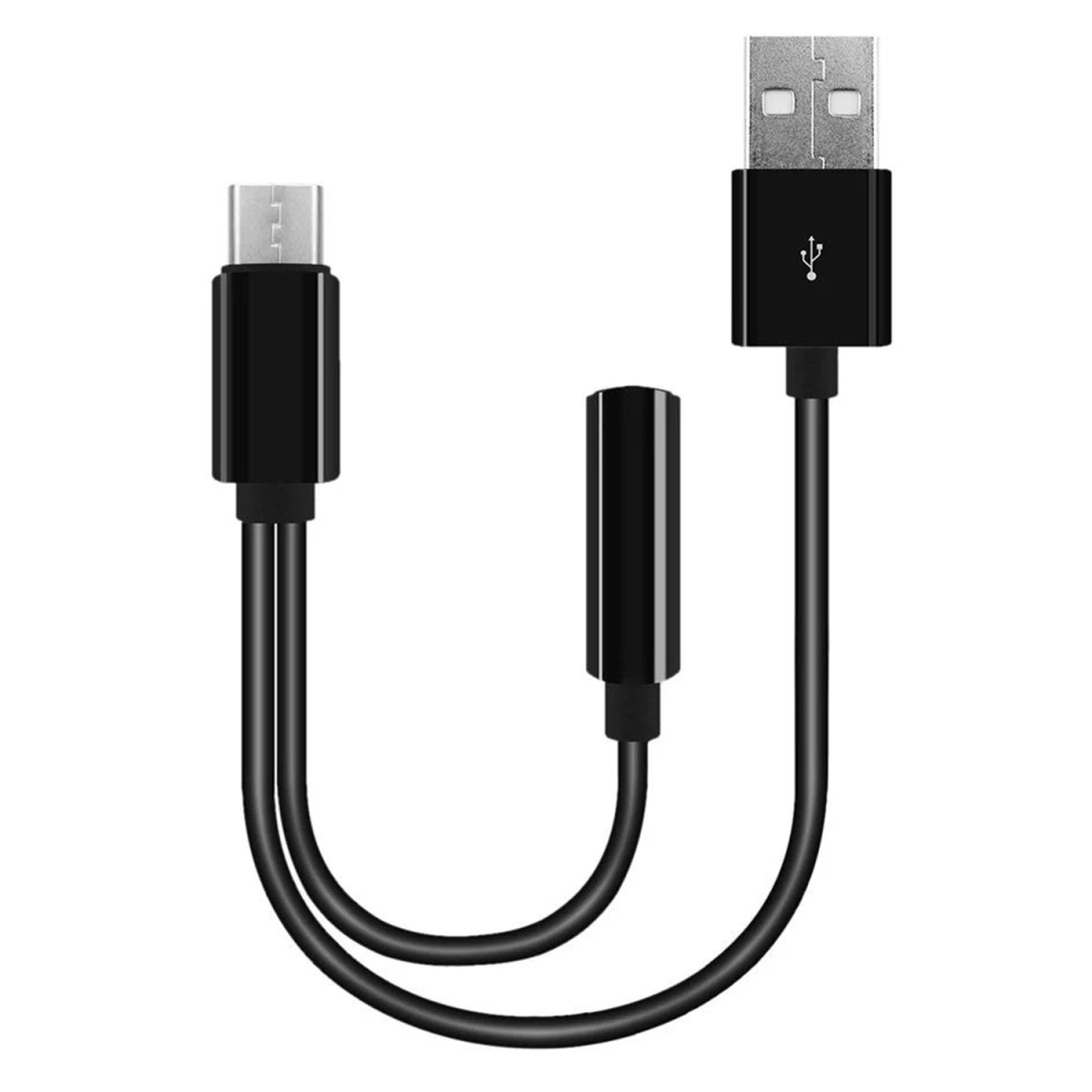 Adaptador Tipo C Para Auriculares Auricular - Variante Color Negro 