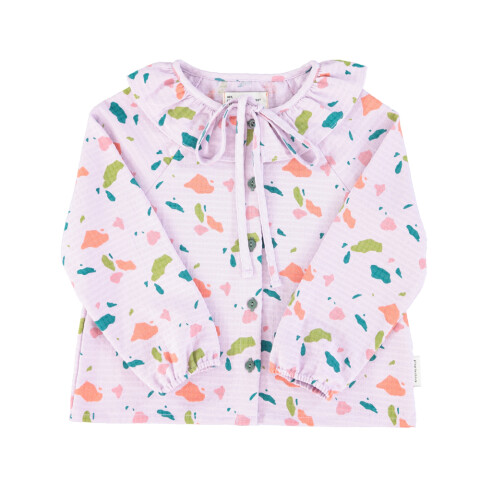 Blusa con cuello volado Lila con figuras PiuPiuchick 3 meses Blusa Con Cuello Volado Lila Con Figuras Piupiuchick 3 Meses