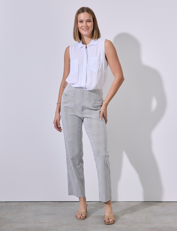 Pantalon Lineas AZUL/BLANCO