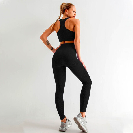 Conjunto Deportivo Dama X3 Piezas Calza Top Yoga Gym Negro