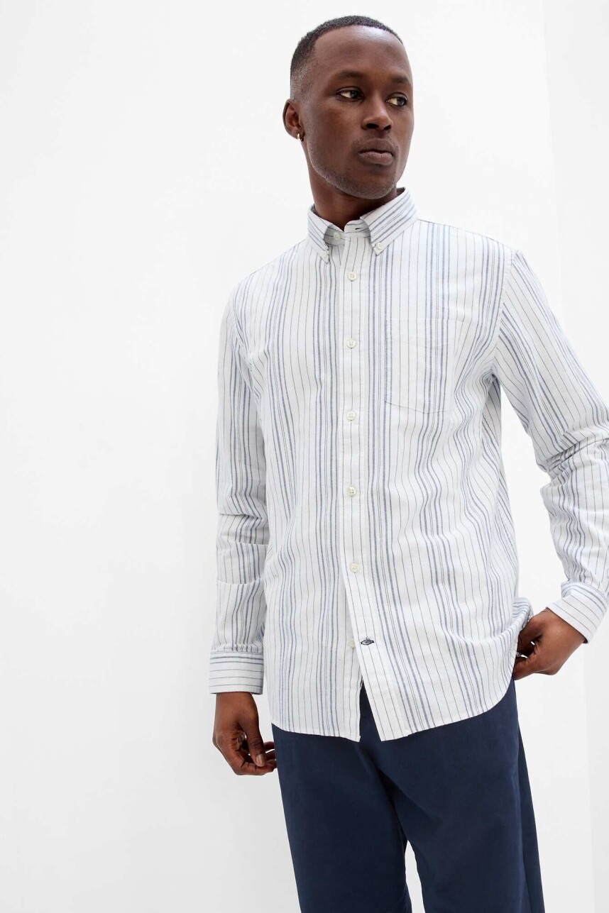 Camisa Oxford Standard Hombre Blue Variegated Stripe
